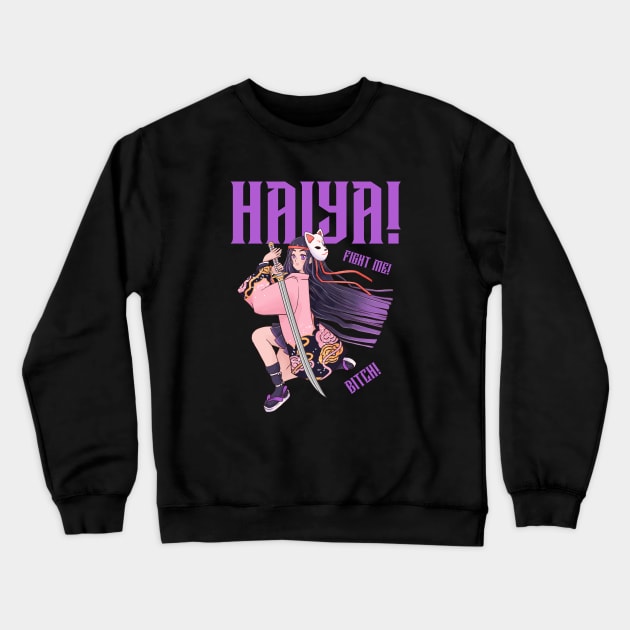 Haiya Anime Girl Crewneck Sweatshirt by Riel